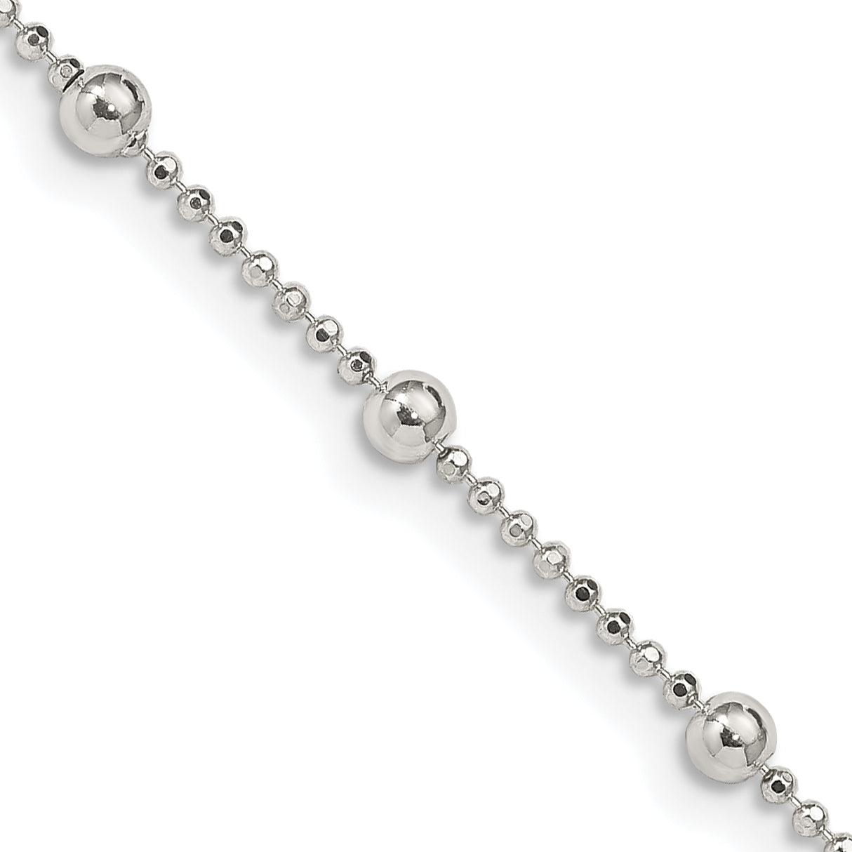 18 Inch Sterling Silver 1.15mm Diamond-Cut Fancy Beaded Chain