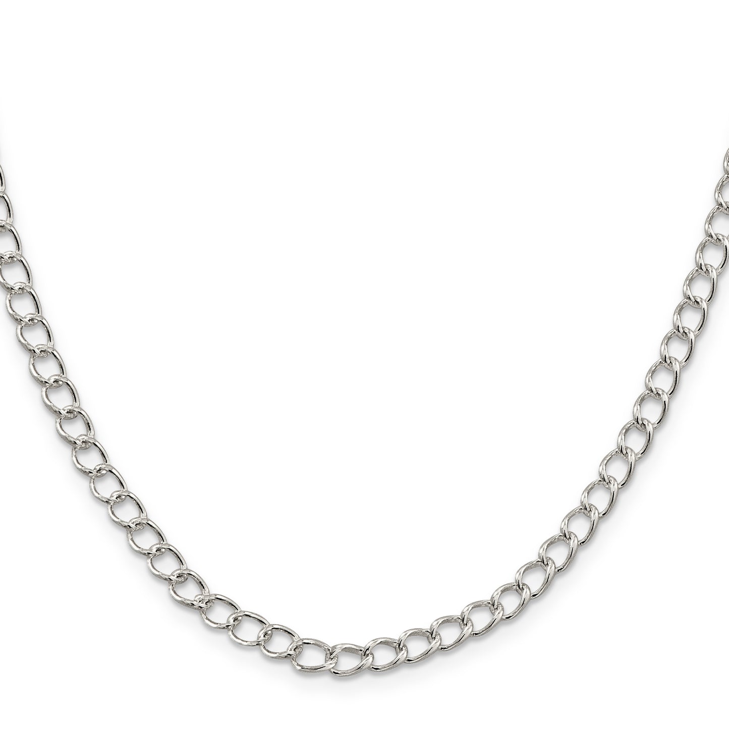 20 Inch Sterling Silver 4.5mm Half Round Wire Open Curb Chain