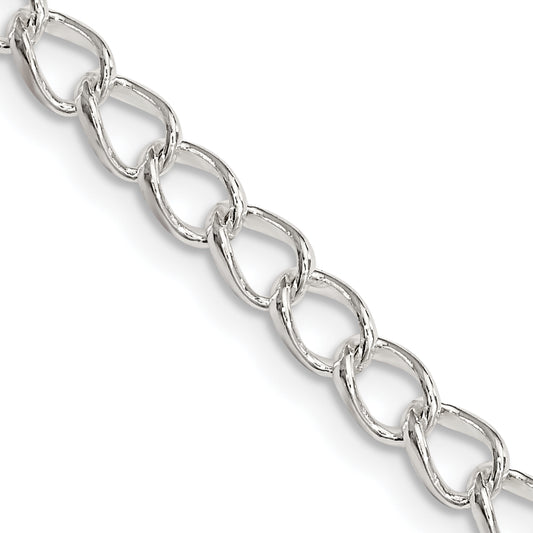 18 Inch Sterling Silver 4.5mm Half Round Wire Open Curb Chain