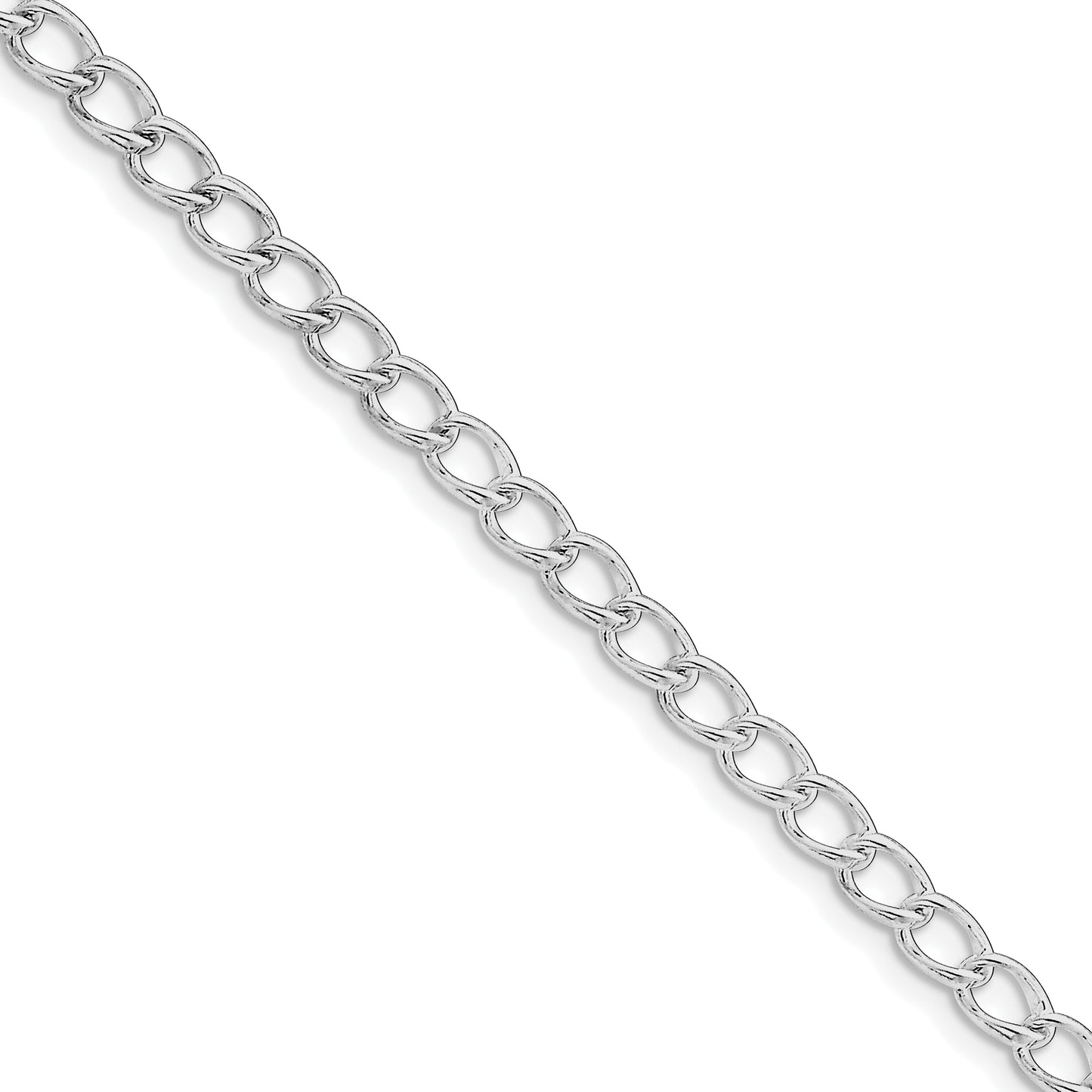 Sterling Silver Amore La Vita Rhodium-Plated Polished 4.5mm 7 Inch Half Round Wire Curb Chain With Fancy Lobster Clasp Charm Bracelet