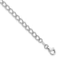 Sterling Silver Amore La Vita Rhodium-Plated Polished 4.5mm 8 Inch Half Round Wire Curb Chain With Fancy Lobster Clasp Charm Bracelet