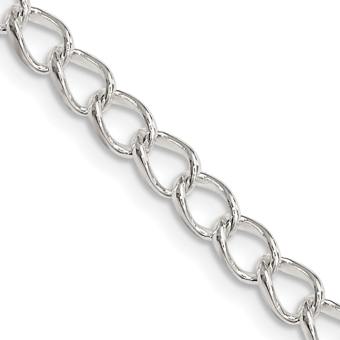 20 Inch Sterling Silver 4.5mm Half Round Wire Open Curb Chain