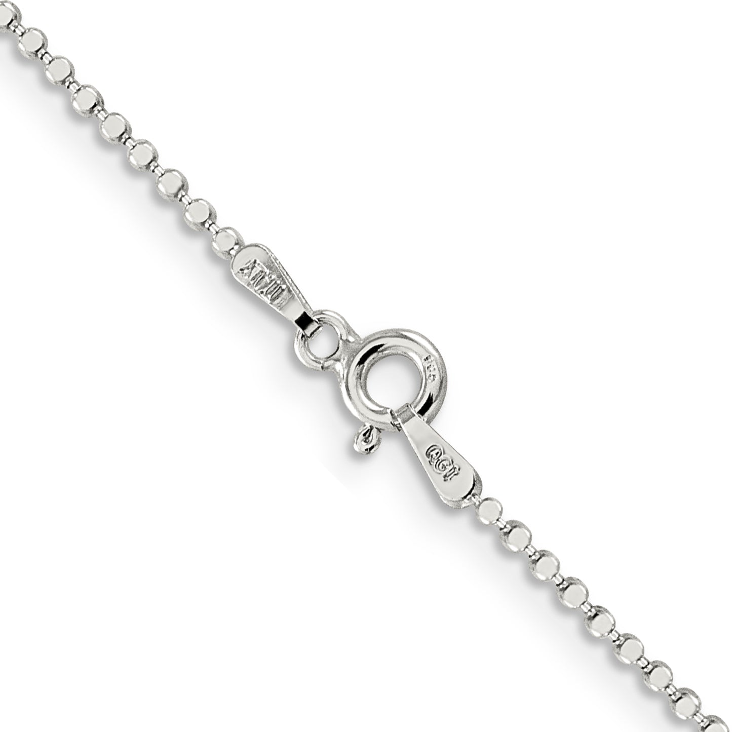 14 Inch Sterling Silver 1.15mm Square Fancy Beaded Chain