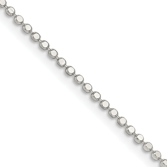 14 Inch Sterling Silver 1.15mm Square Fancy Beaded Chain