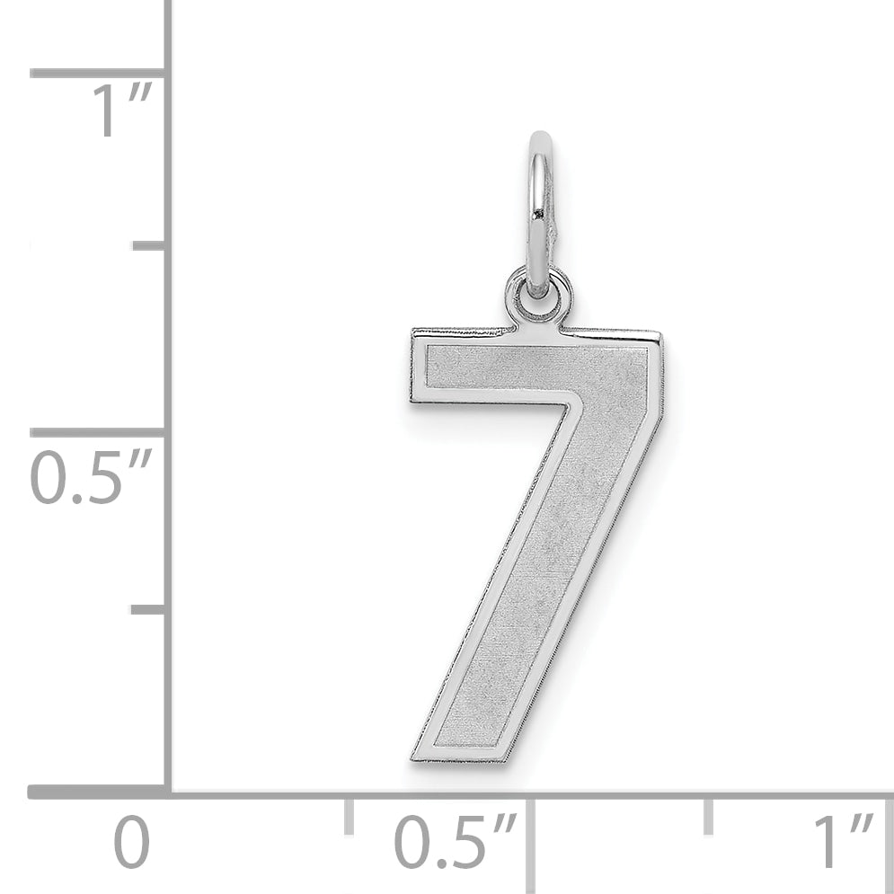 Sterling Silver Silver/Rhodium-Plated Satin Number 7 Charm