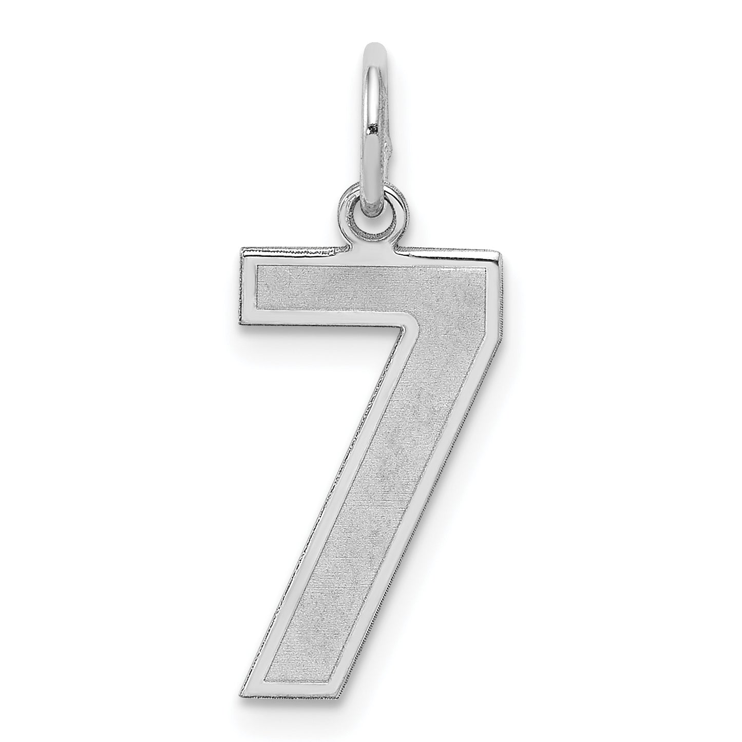 Sterling Silver Silver/Rhodium-Plated Satin Number 7 Charm