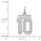 Sterling Silver Silver/Rhodium-Plated Satin Number 10 Charm