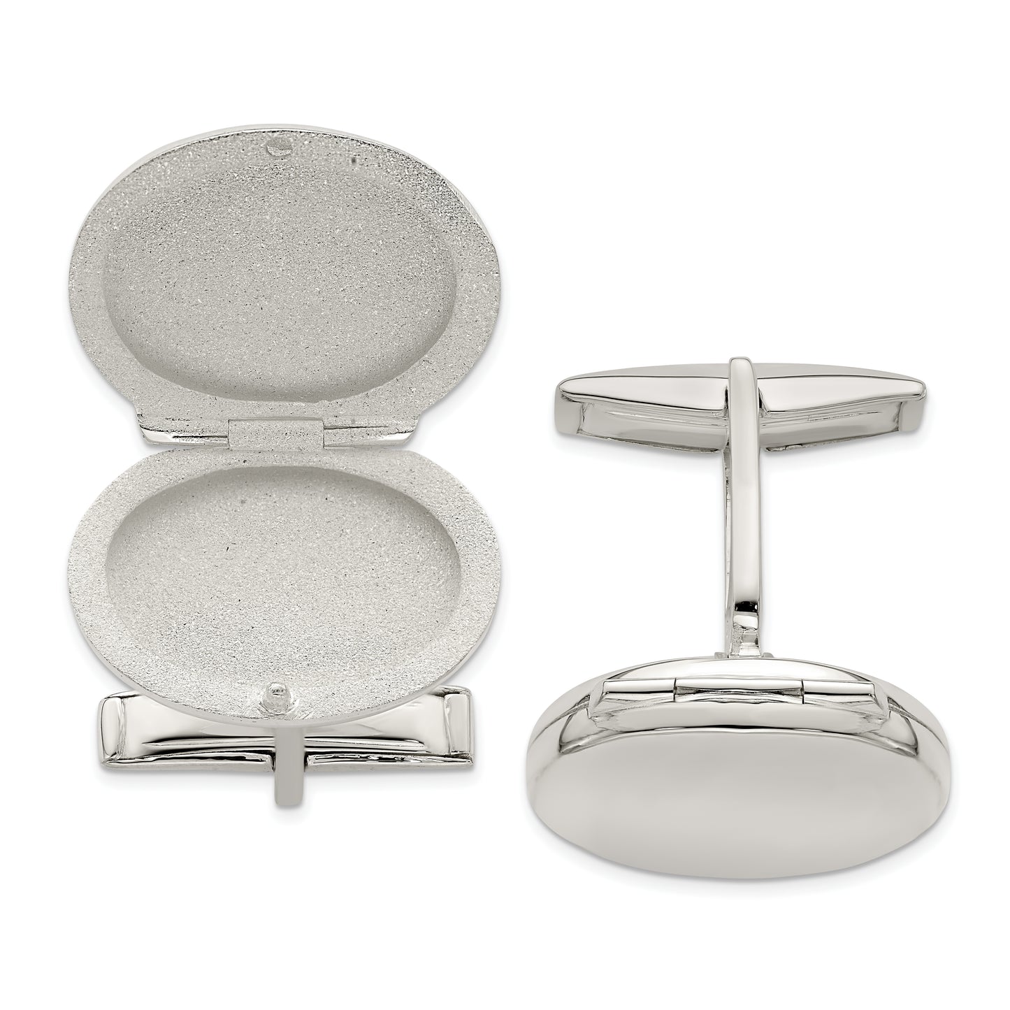 Sterling Silver Oval Locket Cufflinks