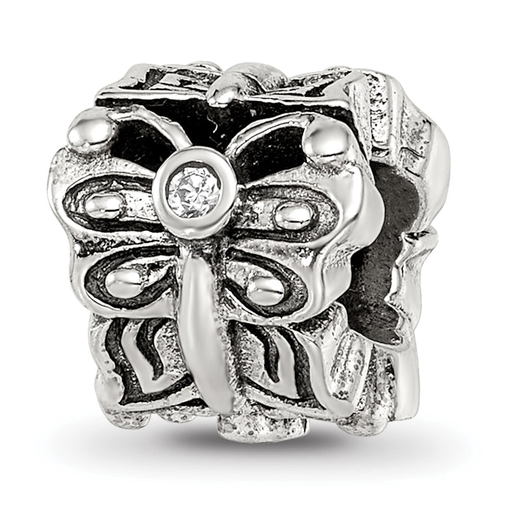 Sterling Silver Reflections Butterfly W/Cz Bali Bead