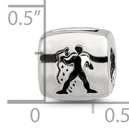 Sterling Silver Reflections Aquarius Zodiac Antiqued Bead