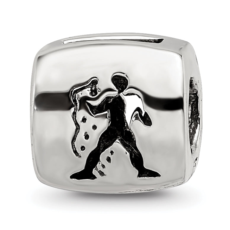 Sterling Silver Reflections Aquarius Zodiac Antiqued Bead