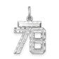 Sterling Silver Rhodium-Plated Diamond-Cut #78 Charm