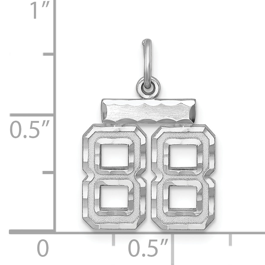 Sterling Silver Rhodium-Plated Diamond-Cut #88 Charm