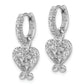 Sterling Silver Sentimental Expressions Polished Cz Heart Charm Hoop Dangle Earrings