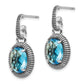 14K/Silver Two-Tone Sterling Silver W/14K Antiqued Blue Topaz Post Dangle Earrings