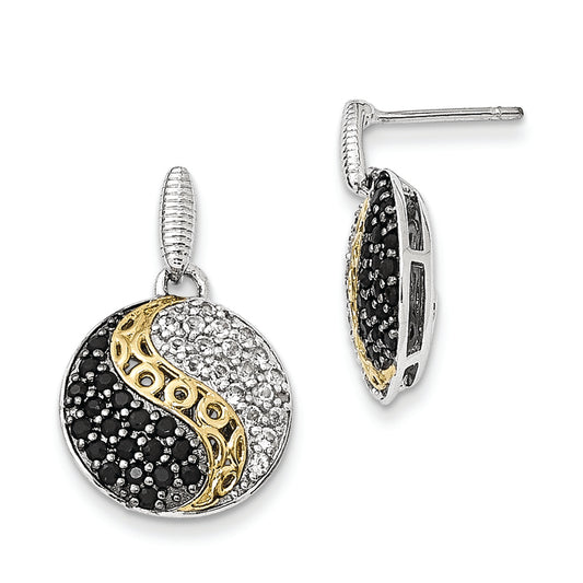 Sterling Silver & Gold-Plated Blk Rhodium White Topaz Onyx Earrings