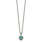 14K/Silver Two-Tone Shey Couture Sterling Silver With 14K Accent Antiqued Blue Topaz Heart 18 Inch Necklace