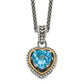 14K/Silver Two-Tone Shey Couture Sterling Silver With 14K Accent Antiqued Blue Topaz Heart 18 Inch Necklace