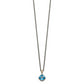 14K/Silver Two-Tone Shey Couture Sterling Silver With 14K Accent 18 Inch Antiqued Cushion Blue Topaz Necklace