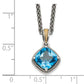 14K/Silver Two-Tone Shey Couture Sterling Silver With 14K Accent 18 Inch Antiqued Cushion Blue Topaz Necklace