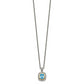 14K/Silver Two-Tone Shey Couture Sterling Silver With 14K Accent 18 Inch Antiqued Cushion Bezel Light Swiss Blue Topaz Necklace