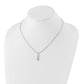 Sterling Silver White Ice Rhodium-Plated Satin And Polished 18 Inch Diamond Necklace With 2 Extender