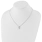 Sterling Silver White Ice Rhodium-Plated Satin And Polished 18 Inch Diamond Necklace With 2 Extender