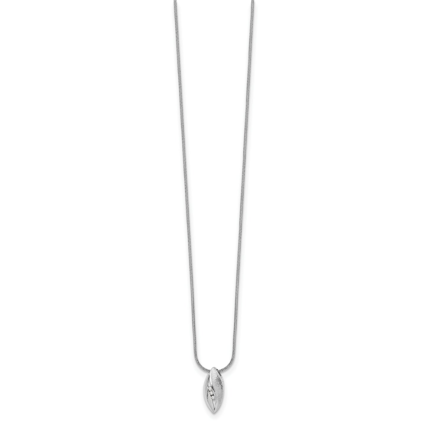 Sterling Silver White Ice Rhodium-Plated Satin And Polished 18 Inch Diamond Necklace With 2 Extender