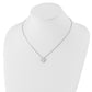 Sterling Silver White Ice Rhodium-Plated Satin And Polished 18 Inch Diamond Heart Necklace With 2 Extender