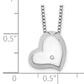 Sterling Silver White Ice Rhodium-Plated Satin And Polished 18 Inch Diamond Heart Necklace With 2 Extender