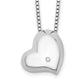 Sterling Silver White Ice Rhodium-Plated Satin And Polished 18 Inch Diamond Heart Necklace With 2 Extender