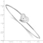 Sterling Silver White Ice Rhodium-Plated Satin And Polished Diamond Heart Bangle