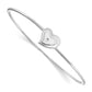 Sterling Silver White Ice Rhodium-Plated Satin And Polished Diamond Heart Bangle