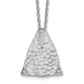 Sterling Silver White Ice Rhodium-Plated 18 Inch Textured Polished And Satin Triangle Diamond Necklace With 2 Extender