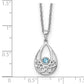 Sterling Silver White Ice Rhodium-Plated 18 Inch Blue Topaz Necklace With 2 Extender