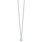 Sterling Silver White Ice Rhodium-Plated 18 Inch Blue Topaz And Diamond Necklace With 2 Extender