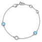 Sterling Silver White Ice Rhodium-Plated 7.25 Inch Blue Topaz And Diamond Bracelet With 1 Extender