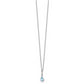 Sterling Silver White Ice Rhodium-Plated 18 Inch Blue Topaz And Diamond Teardrop Necklace With 2 Extender