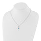 Sterling Silver White Ice Rhodium-Plated 18 Inch Blue Topaz And Diamond Teardrop Necklace With 2 Extender