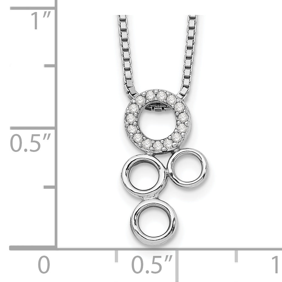 Sterling Silver White Ice Rhodium-Plated 18 Inch Diamond Circles Slide Pendant Necklace With 2 Extender