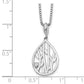 Sterling Silver White Ice Rhodium-Plated 18 Inch Diamond Leaf Pendant Necklace With 2 Extender