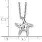 Sterling Silver White Ice Rhodium-Plated 18 Inch Diamond Starfish Slide Pendant Necklace With 2 Extender