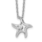 Sterling Silver White Ice Rhodium-Plated 18 Inch Diamond Starfish Slide Pendant Necklace With 2 Extender