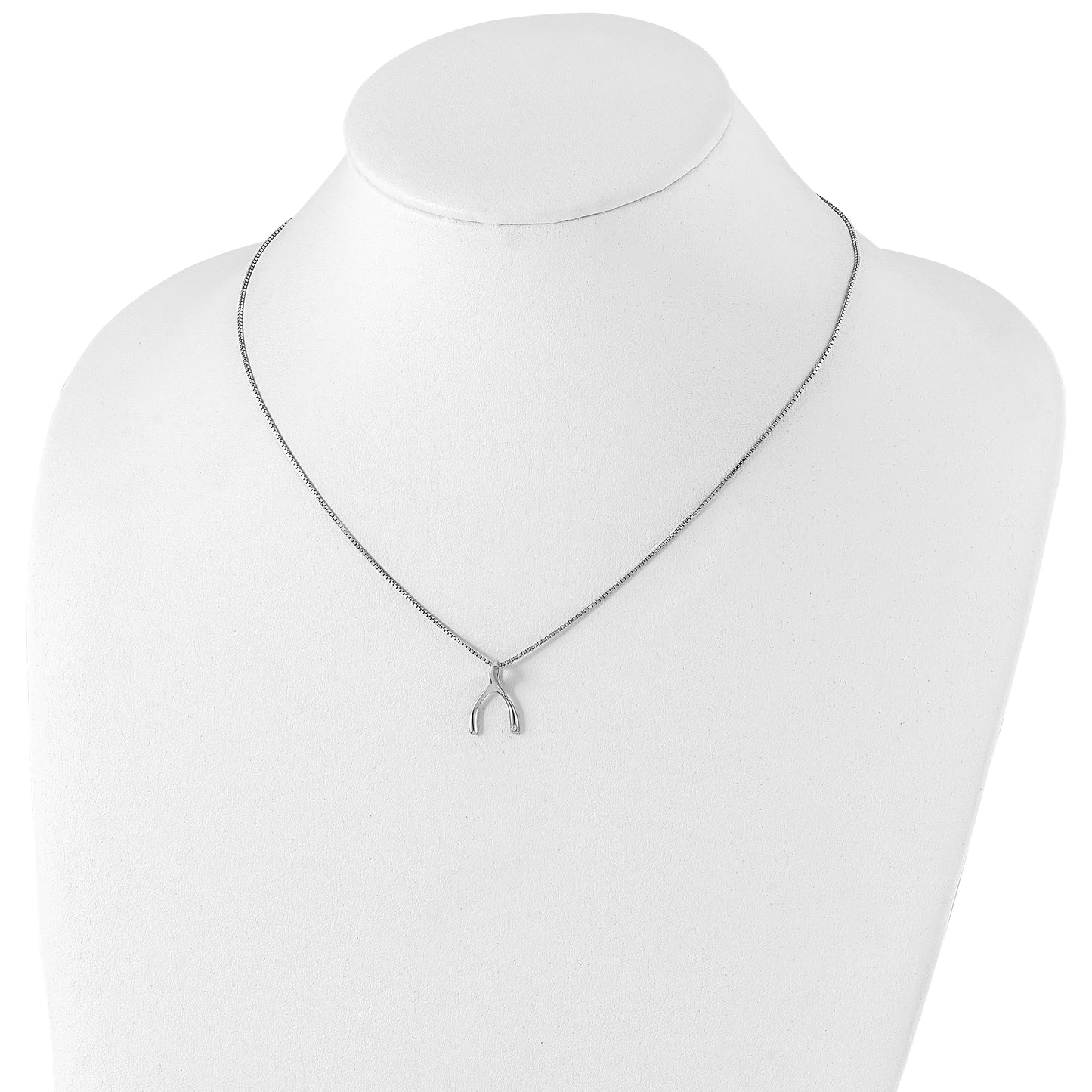 Sterling Silver White Ice Rhodium-Plated 18 Inch Diamond Wishbone Slide Pendant Necklace With 2 Extender