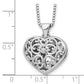 Sterling Silver White Ice Rhodium-Plated 18 Inch Diamond Filigree Heart Locket Necklace With 2 Extender