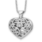 Sterling Silver White Ice Rhodium-Plated 18 Inch Diamond Filigree Heart Locket Necklace With 2 Extender