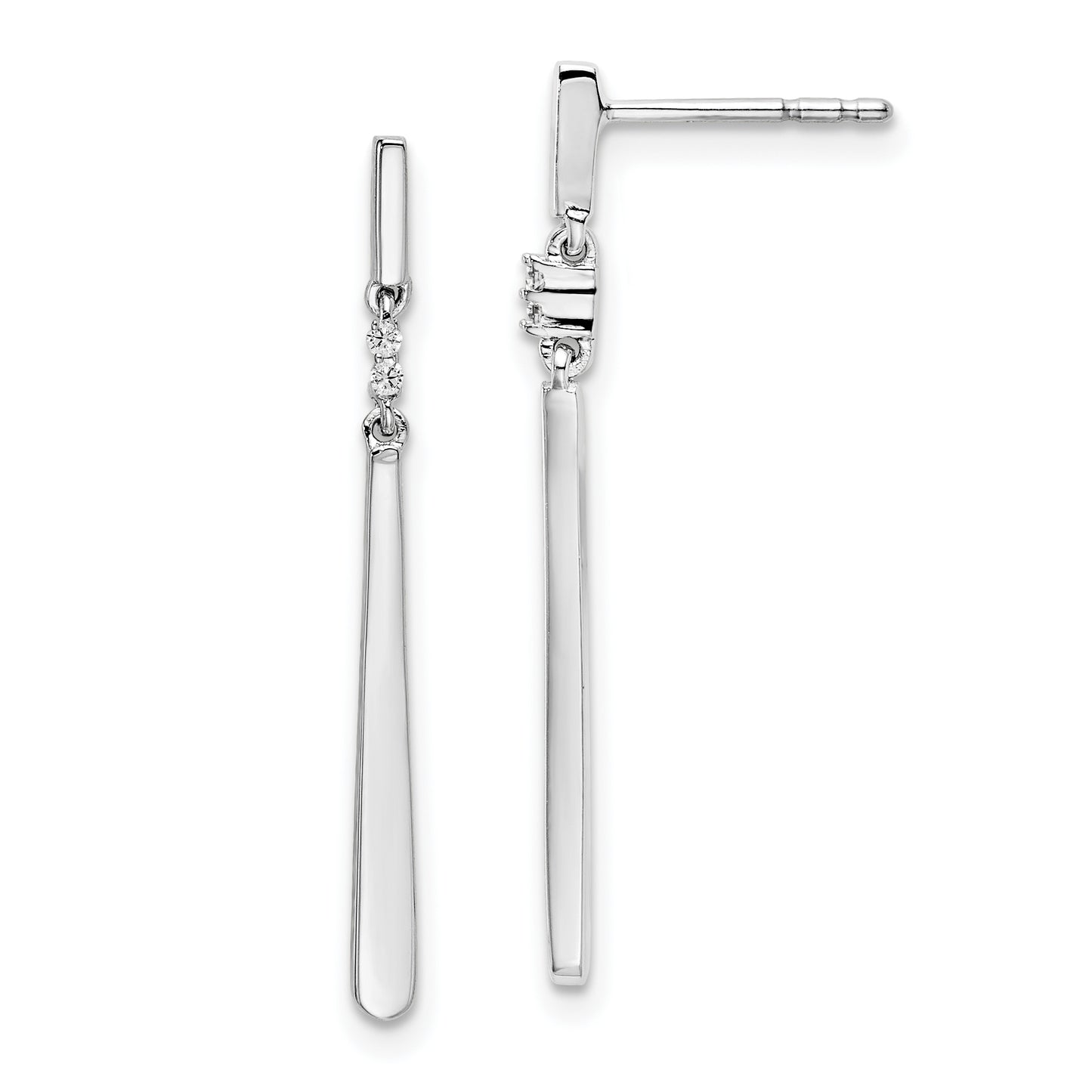 Sterling Silver White Ice Rhodium-Plated Diamond Post Dangle Earrings