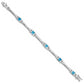 7 Inch Sterling Silver Rhodium-Plated Blue Topaz Bracelet