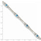 7 Inch Sterling Silver Rhodium-Plated Blue Topaz Bracelet