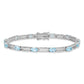 7 Inch Sterling Silver Rhodium-Plated Blue Topaz Bracelet